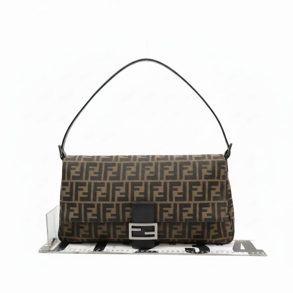 Fendi Zucca Canvas Mamma Baguette Medium Brown Shoulder Bag
