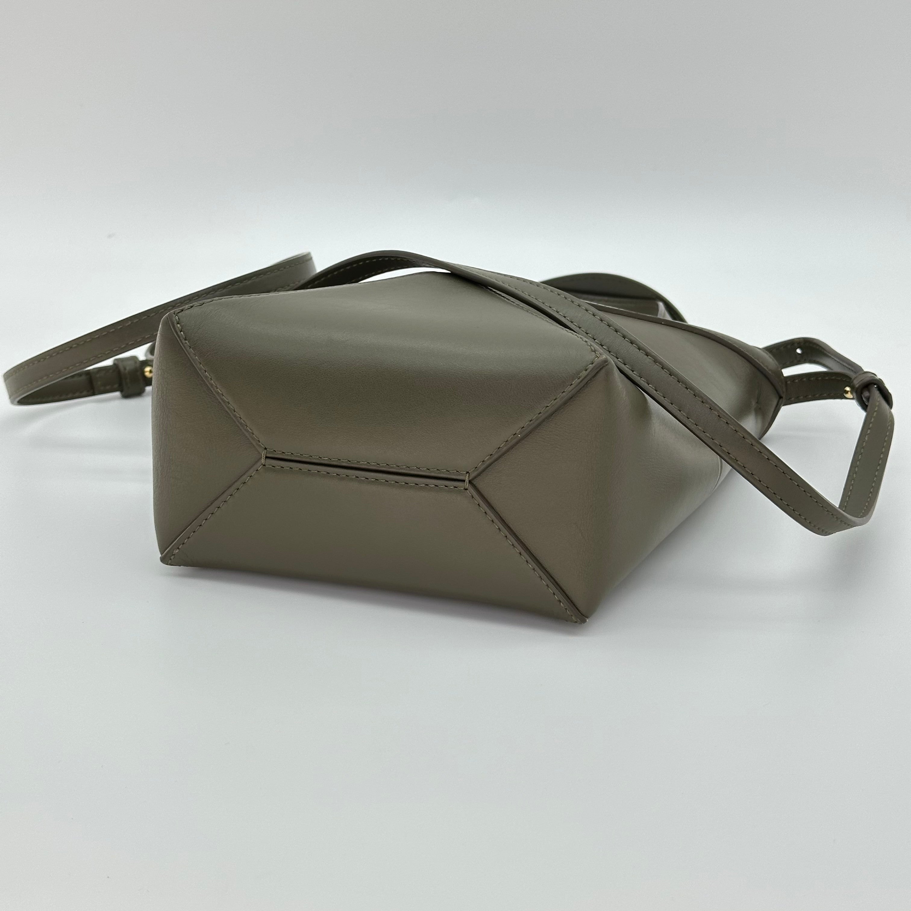 LOEWE Green Mini Leather Puzzle Fold Tote Bag 2WAY