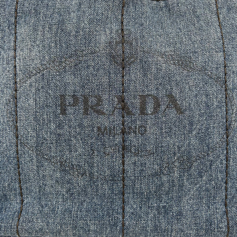 Prada Classic Denim Beach Tote Bag Large Capacity Handbag