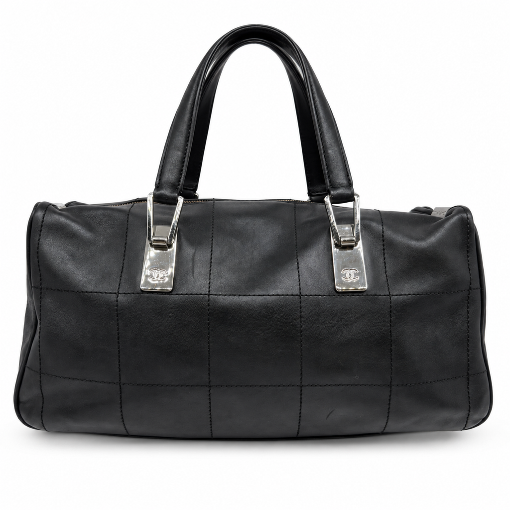 Chanel Chocolate Bar Quilted Leather Black Handbag