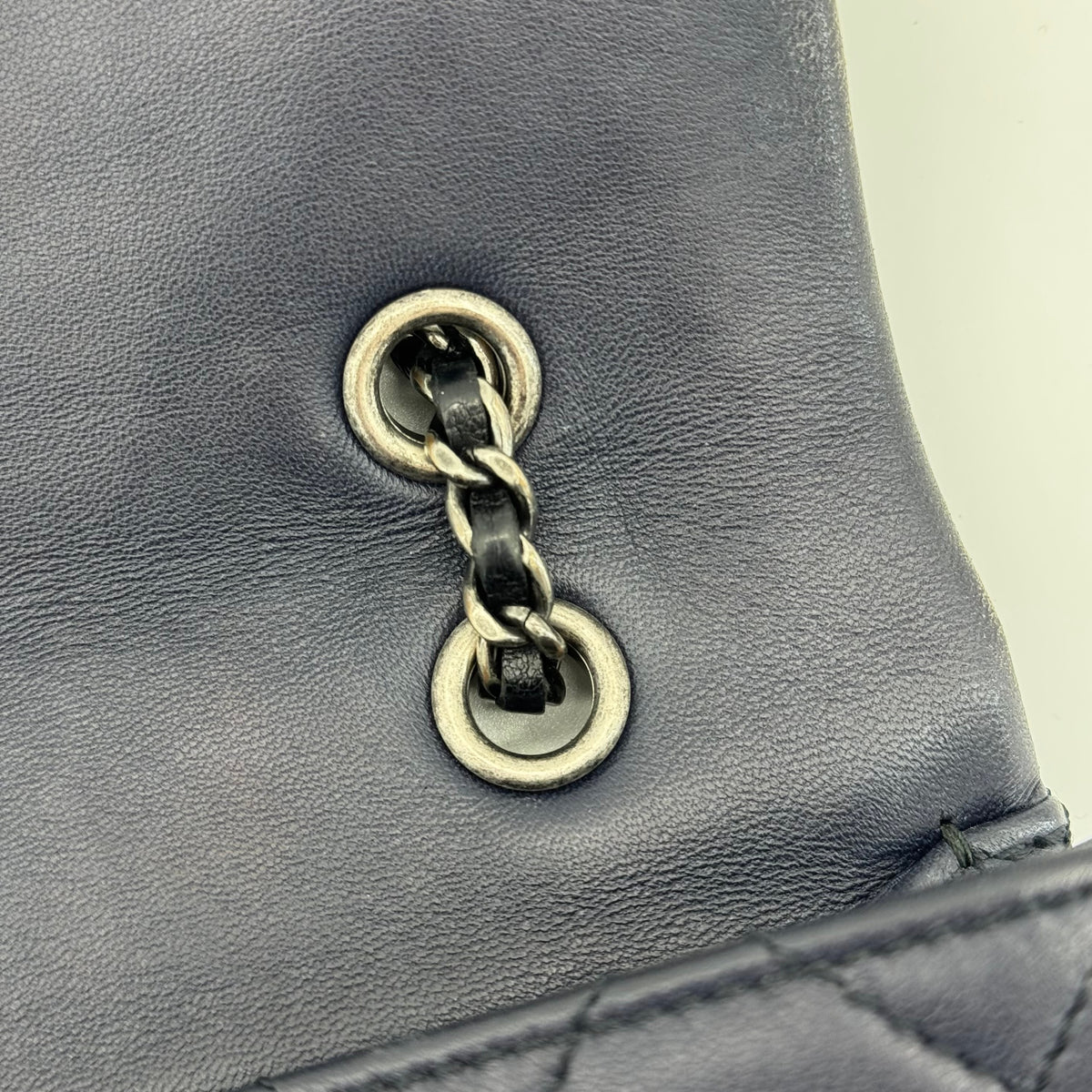 Chanel Matelasse Lambskin Single Flap Double Chain Bag Navy Blue Gunmetal Fittings 21XXXXXX