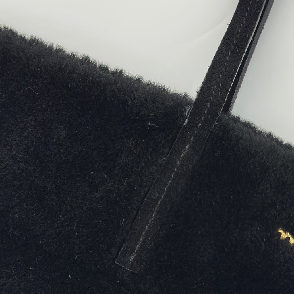 MiuMiu Vintage Tote Mouton Tote Bag Shearling Shoulder Bag Black Includes a Pouch