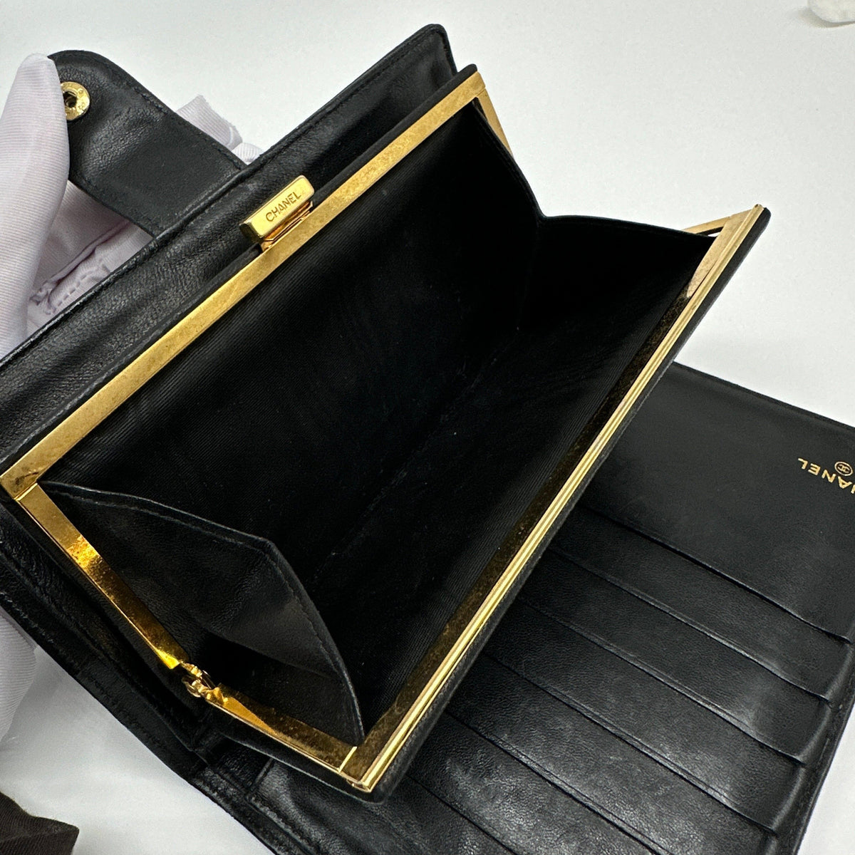 Chanel Leather CC Logo Black Bifold Long Wallet