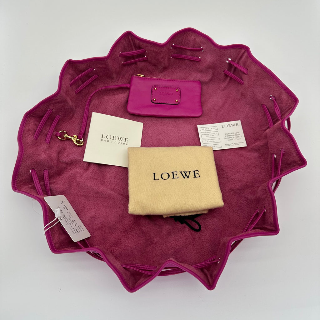 Loewe Lambskin Drawstring Bucket Bag Flamenco Shoulder Crossbody Bag