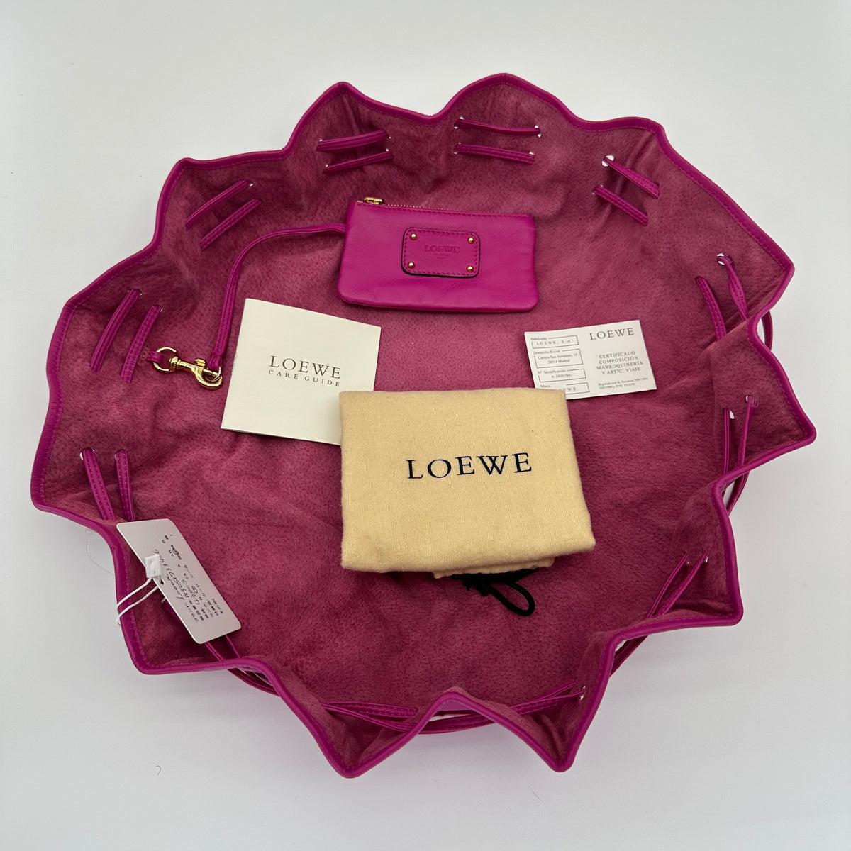 Loewe Lambskin Drawstring Bucket Bag Flamenco Shoulder Crossbody Bag