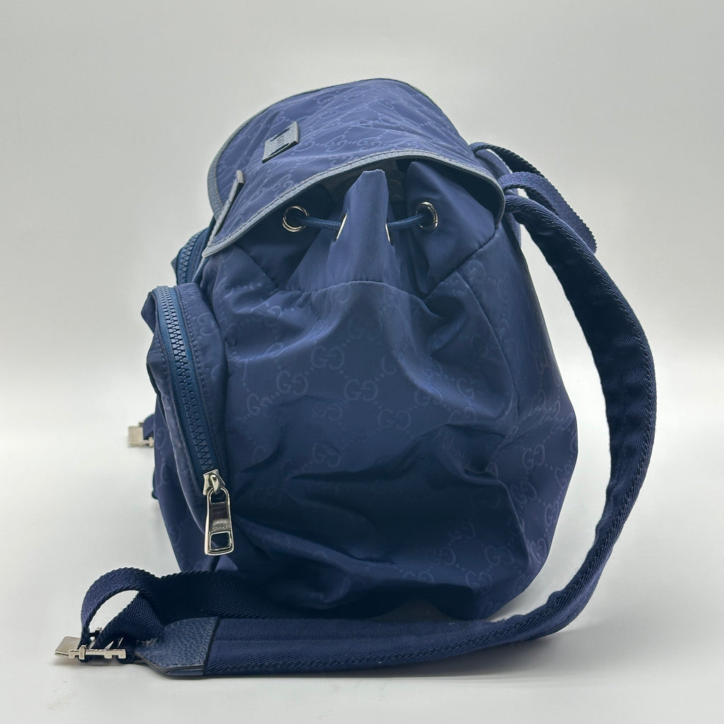 Gucci Nylon Guccissima Monogram Blue Backpack