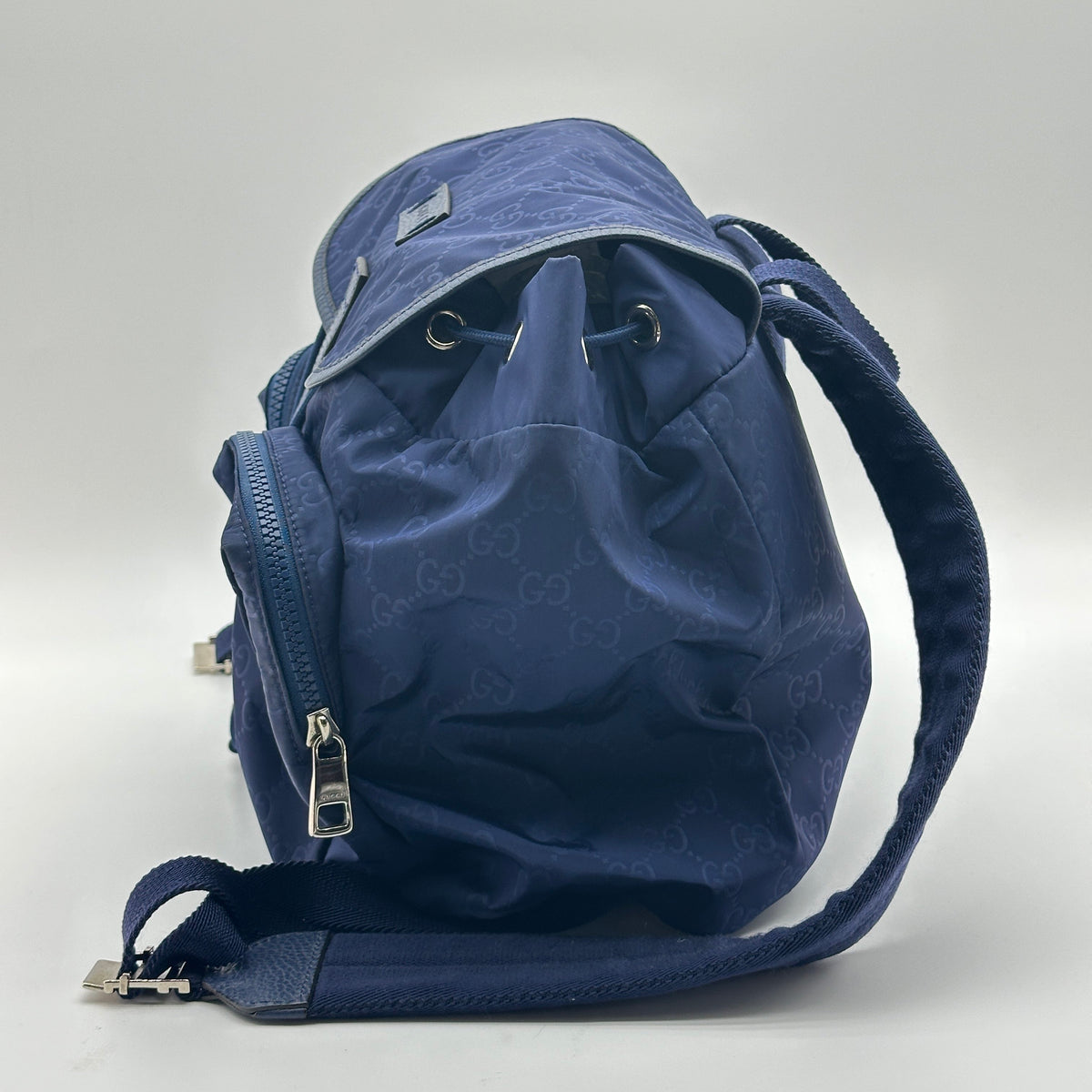Gucci Nylon Guccissima Monogram Blue Backpack