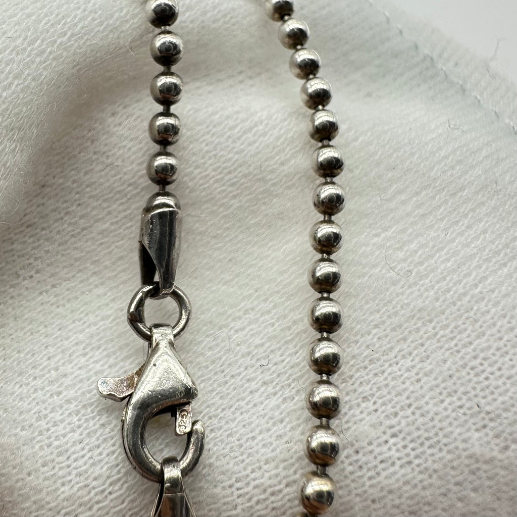 Gucci Silver Plate Ball Chain Bracelet Logo Bracelet