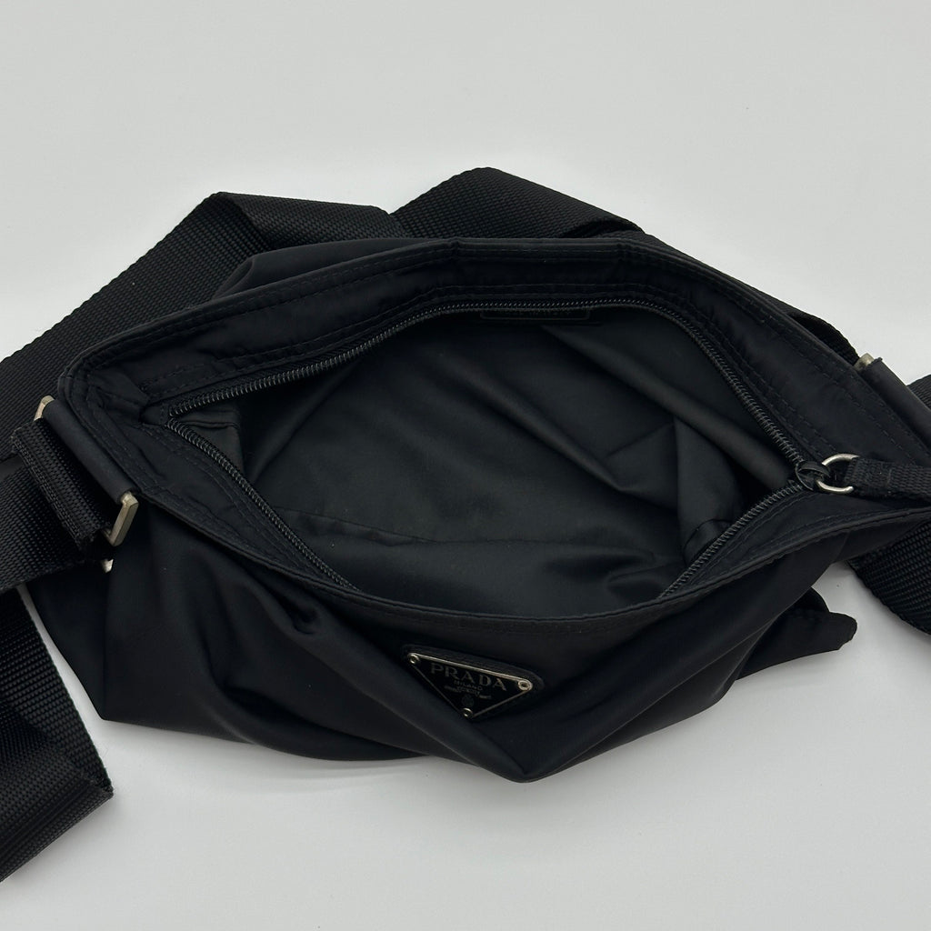 Prada Nylon Black Flat Crossbody Shoulder Bag