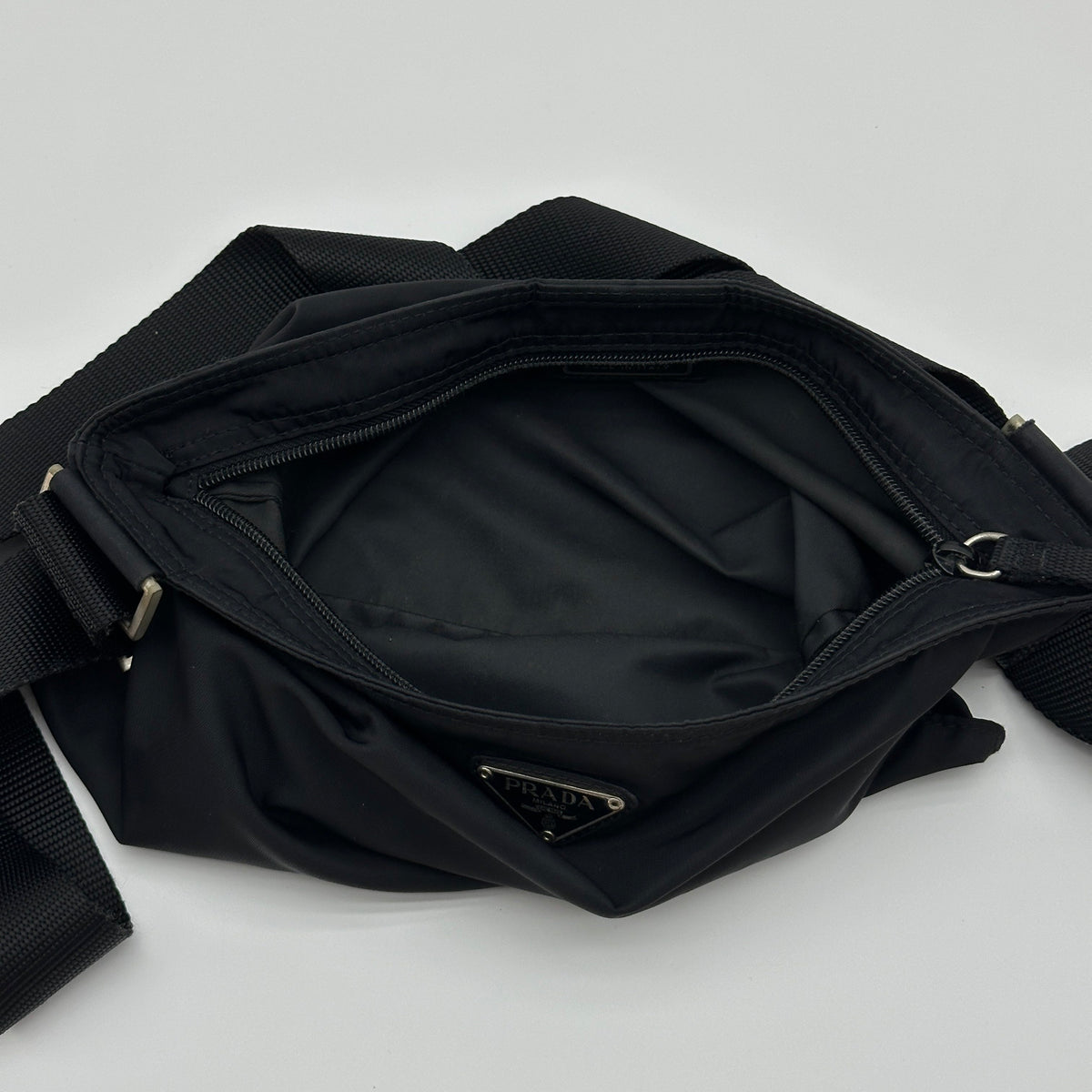 Prada Nylon Black Flat Crossbody Shoulder Bag