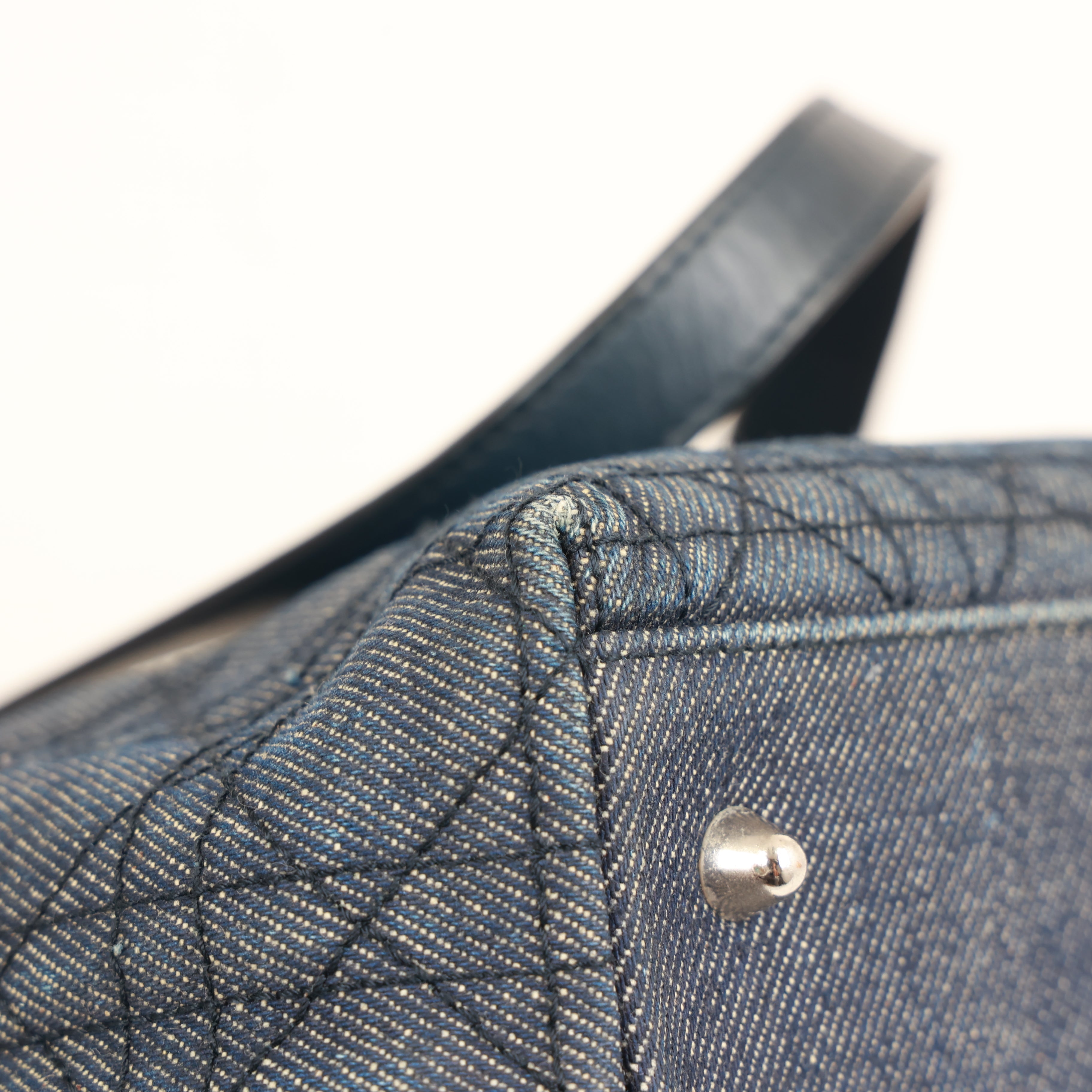 Christian Dior Denim Cannage Tote Bag Shoulder Bag