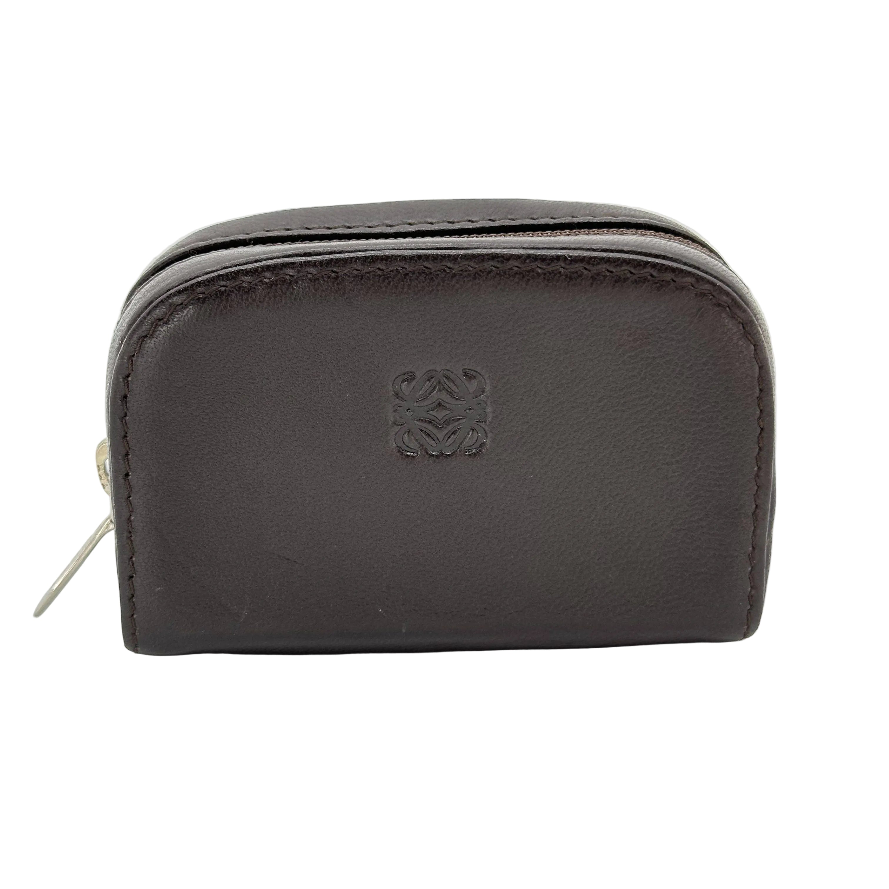 Loewe Anagram Classic Logo Lamb Leather Zip Coin Case Coin Purse