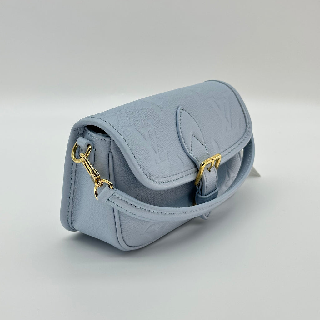 Louis Vuitton Nano Diane Monogram Empreinte Leather Crossbody Bag Blue M83592 RFID