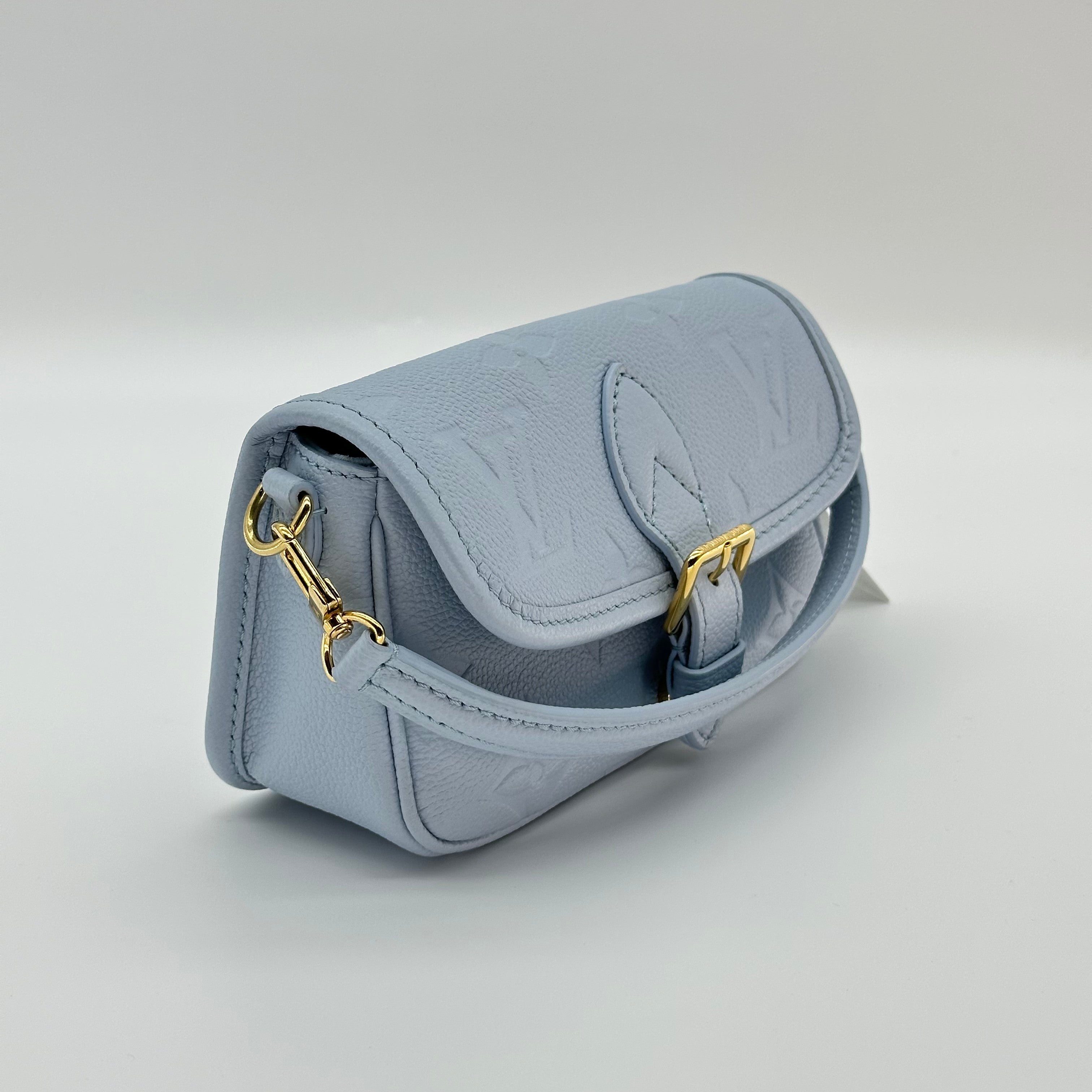 Louis Vuitton Nano Diane Monogram Empreinte Leather Crossbody Bag Blue M83592 RFID