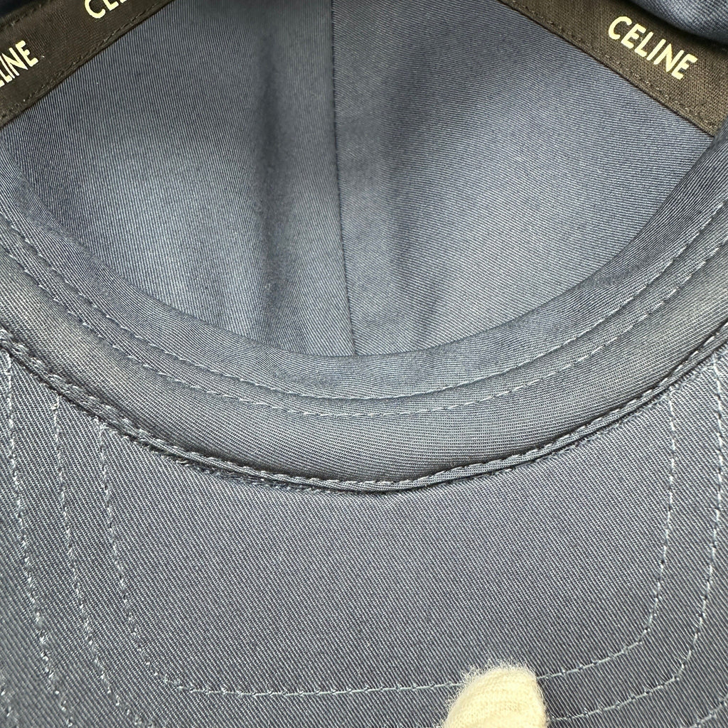 Celine 2AUA1969P Logo Cap L Cotton Navy Blue Wears Lint on fabric Marked Creases