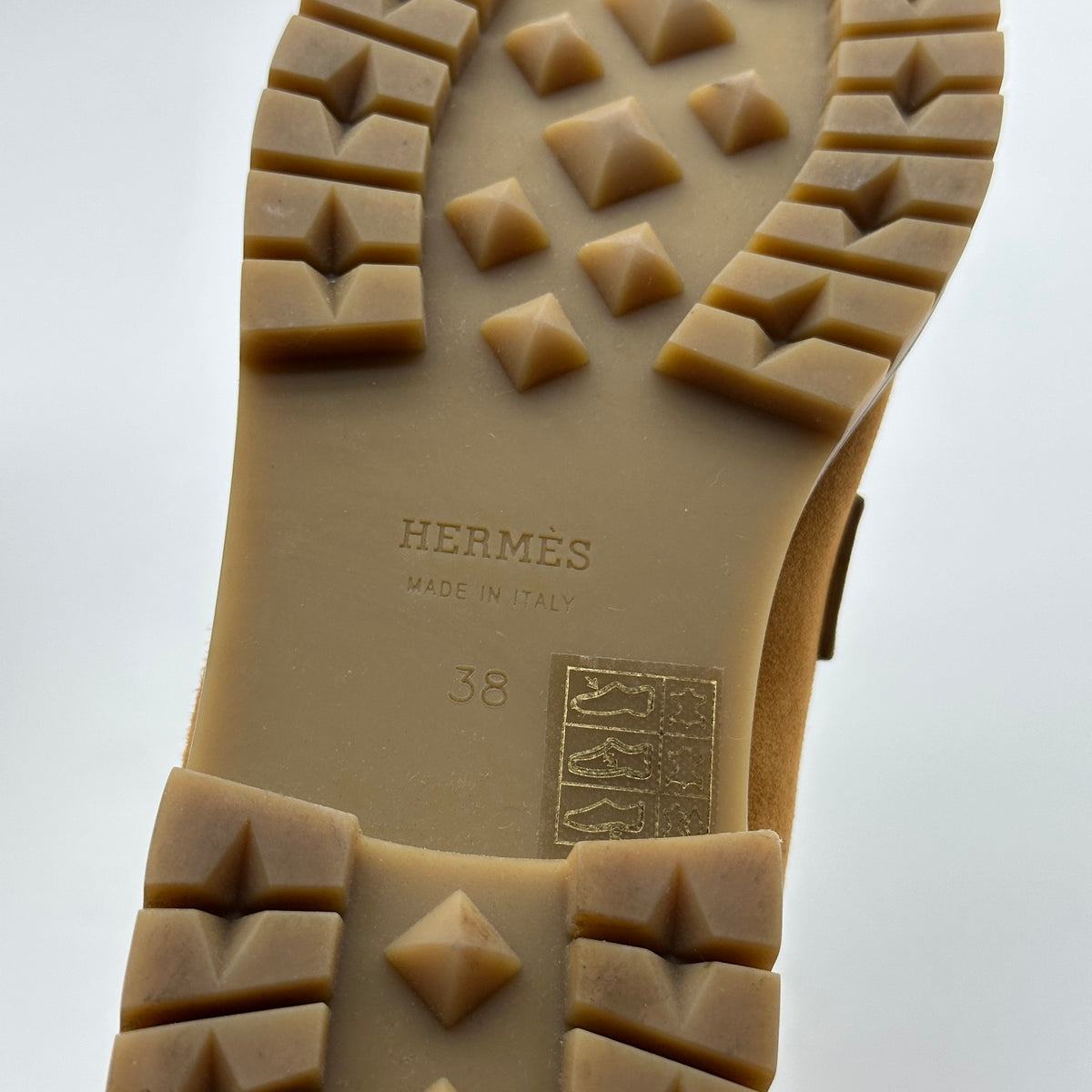 Hermès Suede Goatskin Faubourg Brown Loafers