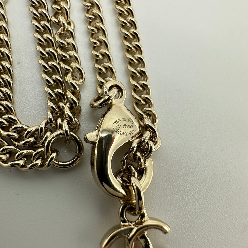 Chanel ABG026 Gold Rhinestone Coco Mark Coin Necklace