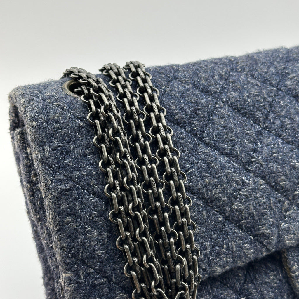 Chanel Quilted Denim Blue Chain Shoulder Bag