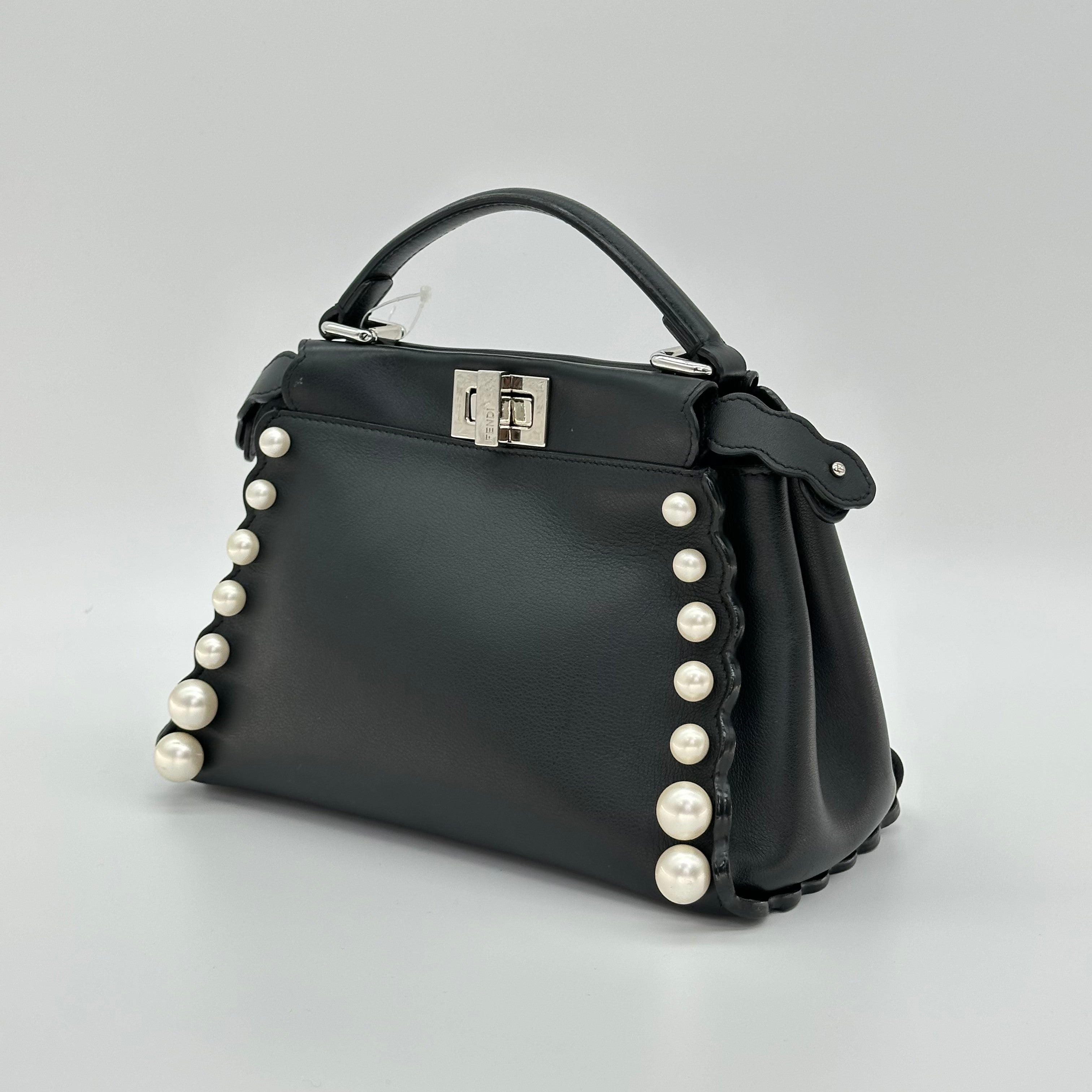 FENDI Peekaboo Handbag Shoulder Bag 2WAY Pearl
