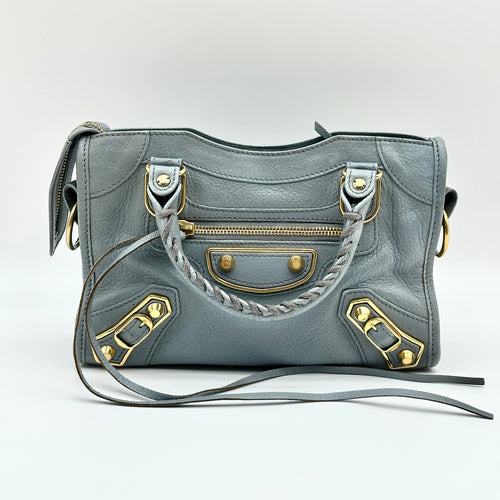 Balenciaga Leather Classic Metallic Edge Mini City Gray 2-Way Handbag