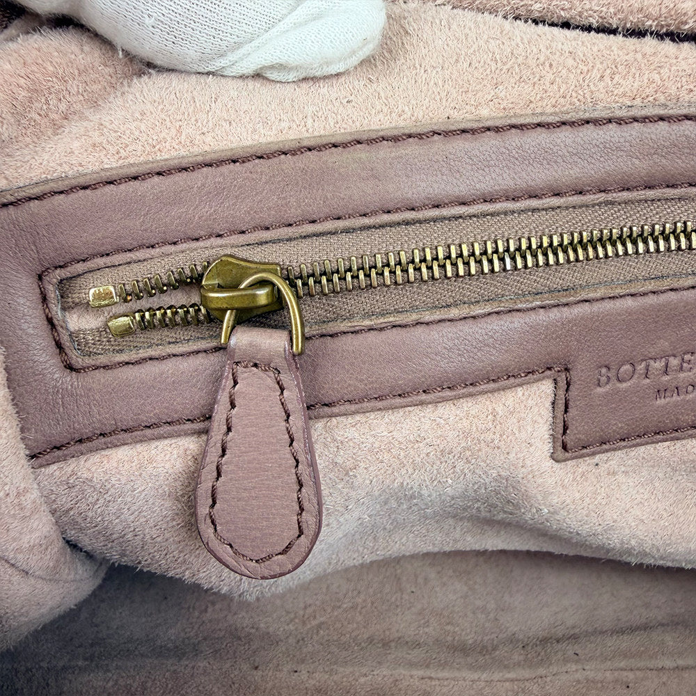 Bottega Veneta Intrecciato Woven Fringe Boston Bag Handbag Purple