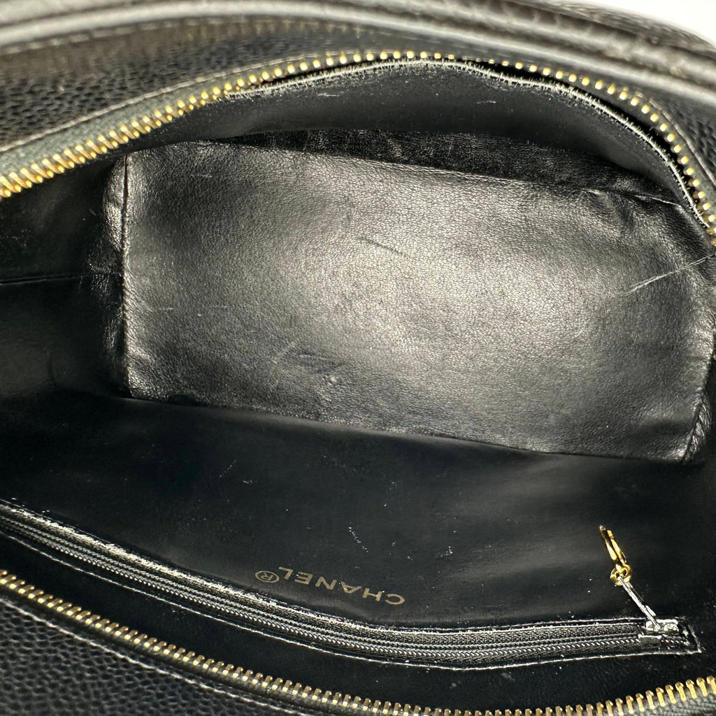 Chanel Reissue Tote Hilton Style Caviar Leather Shoulder Handbag Black Gold Hardware 5 Series Vintage