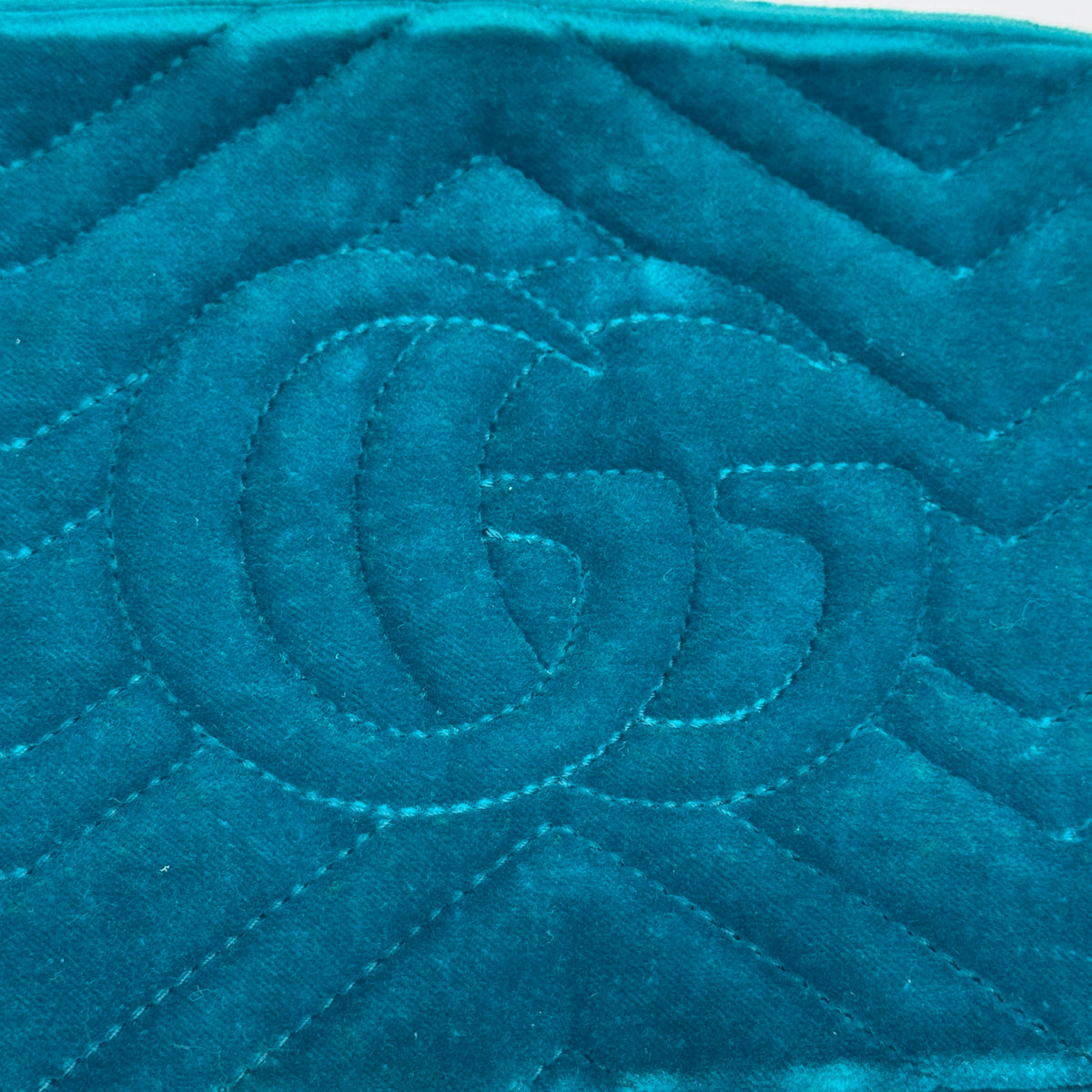 Gucci Quilted Velvet GG Marmont Small Teal Crossbody Bag