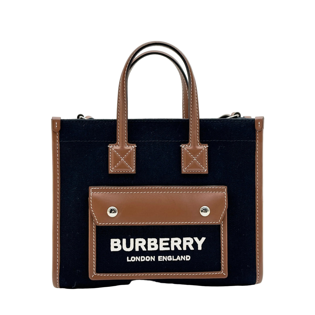 Burberry Canvas & Leather Freya Mini Black/Brown Crossbody Bag