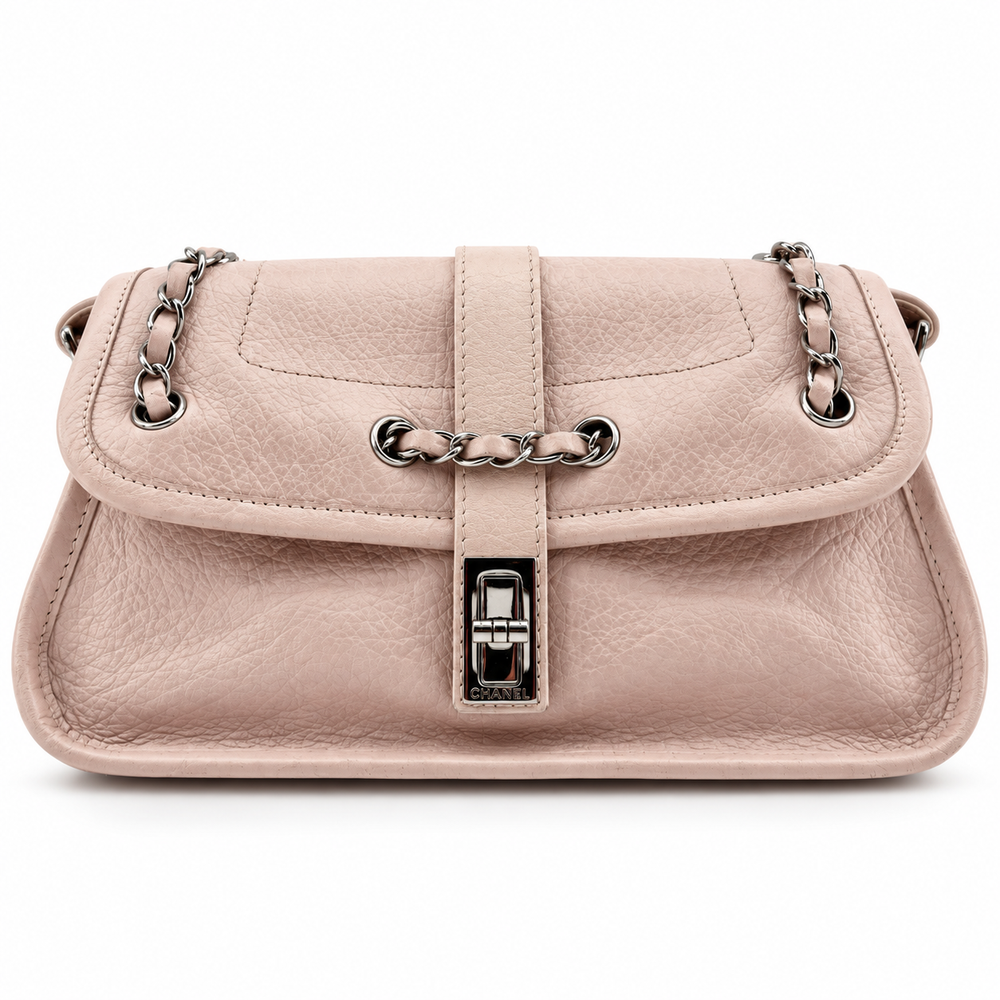Chanel Vintage Mademoiselle Lock Flap Bag 2.55 Leather Shoulder Bag Pink Silver Metal Fittings 8XXXXXX