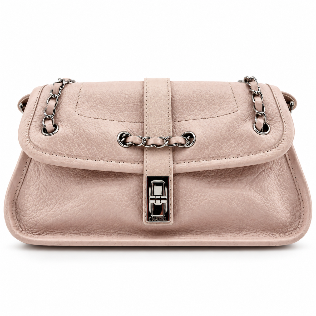 Chanel Vintage Mademoiselle Lock Flap Bag 2.55 Leather Shoulder Bag Pink Silver Metal Fittings 8XXXXXX