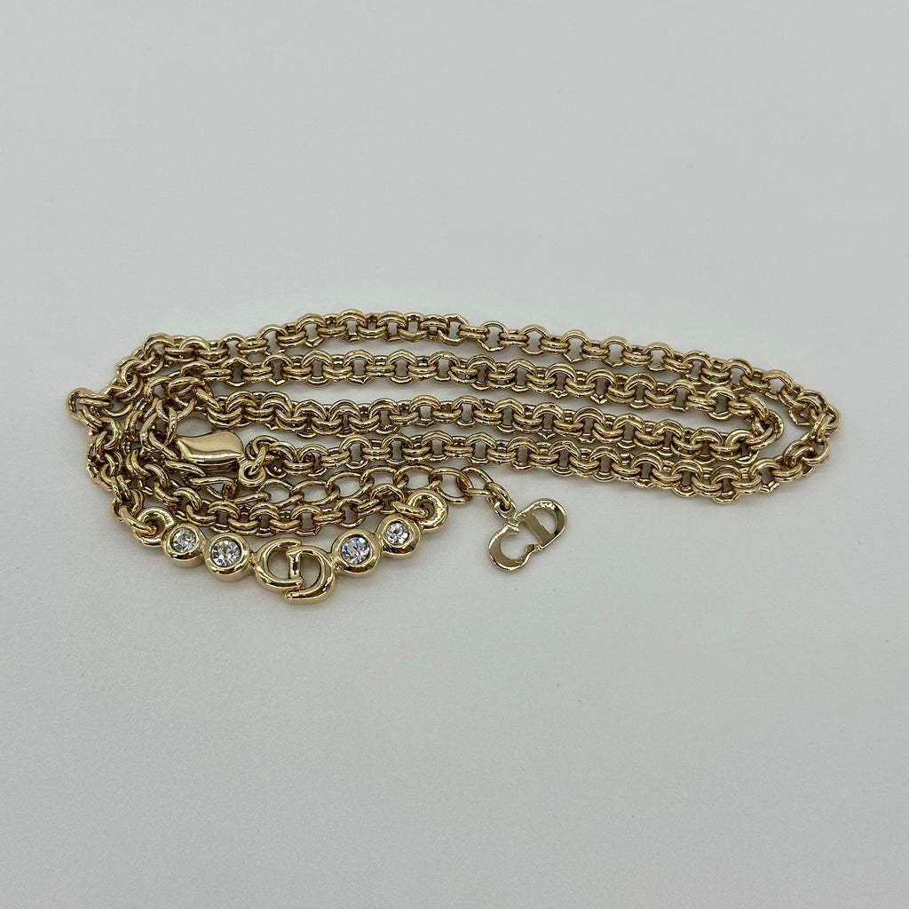 Christian Dior Logo Stone Necklace