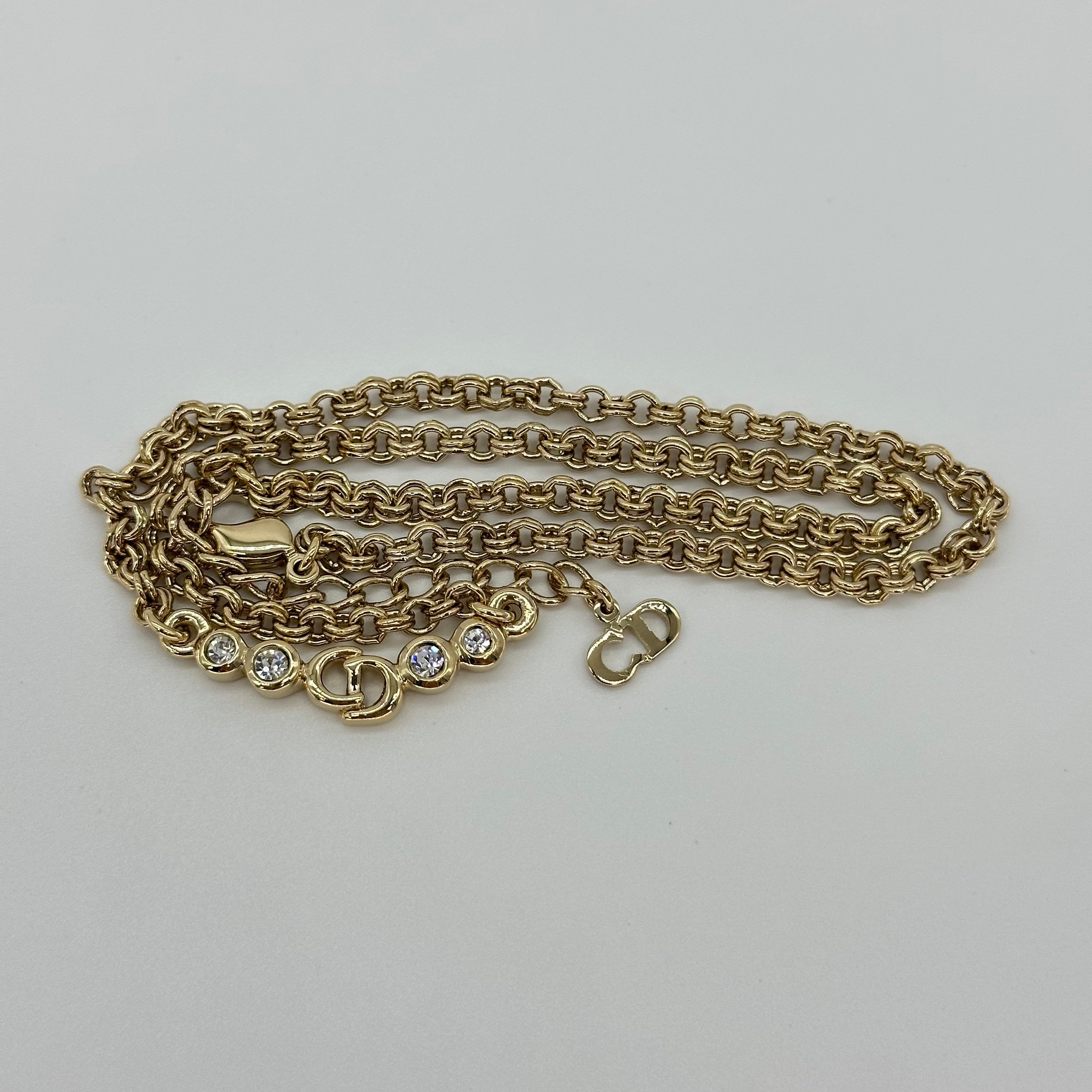 Christian Dior Logo Stone Necklace