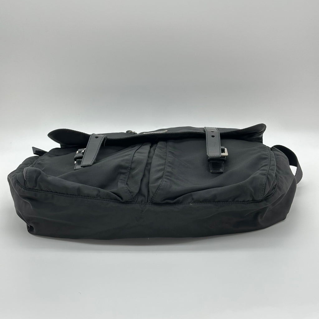Prada Shoulder Bag Messenger Nylon Triangle Logo Black