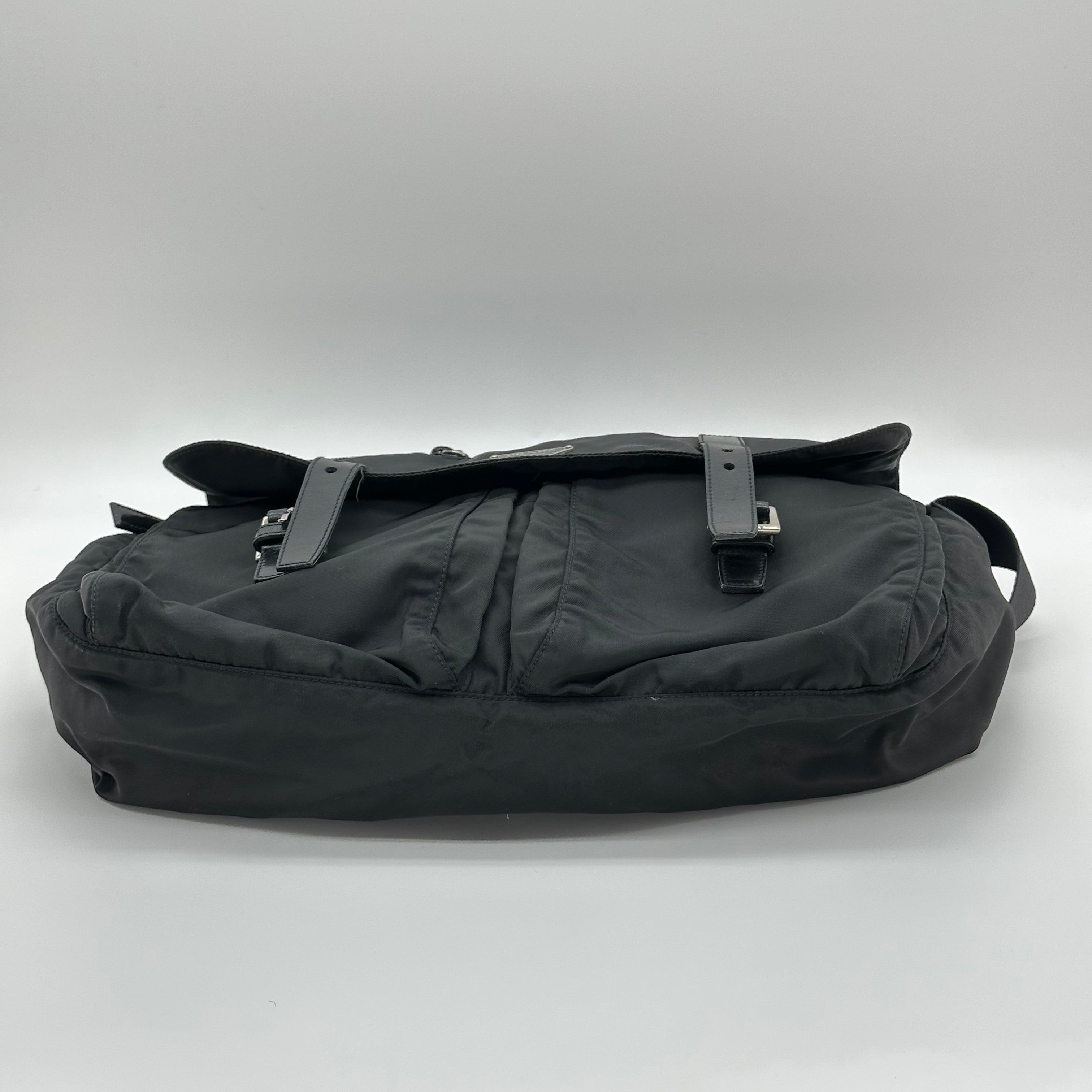 Prada Shoulder Bag Messenger Nylon Triangle Logo Black
