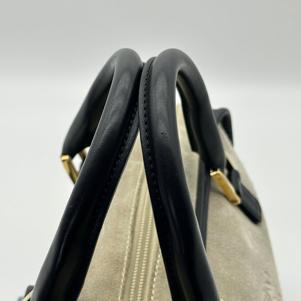 Loewe Amazona 28 Anagram Logo Suede Leather Boston Handbag