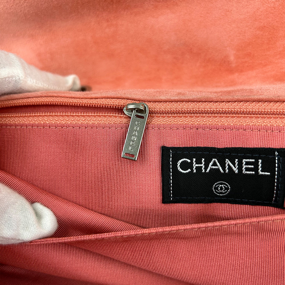 Chanel Pink Choco Bar Reissue Suede Flap Bag Leather Metal