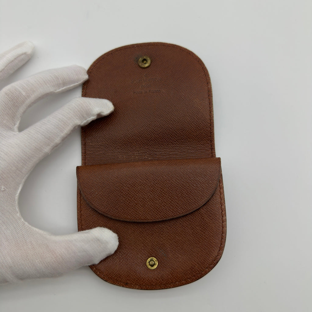 Louis Vuitton Monogram Canvas Porte Monnaie Gousset Small Brown Coin Purse