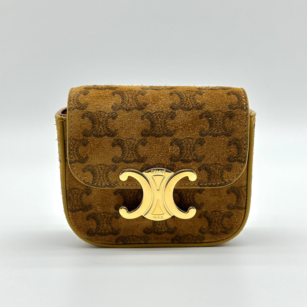 Celine Triomphe Canvas Mini Claude Brown Shoulder Bag