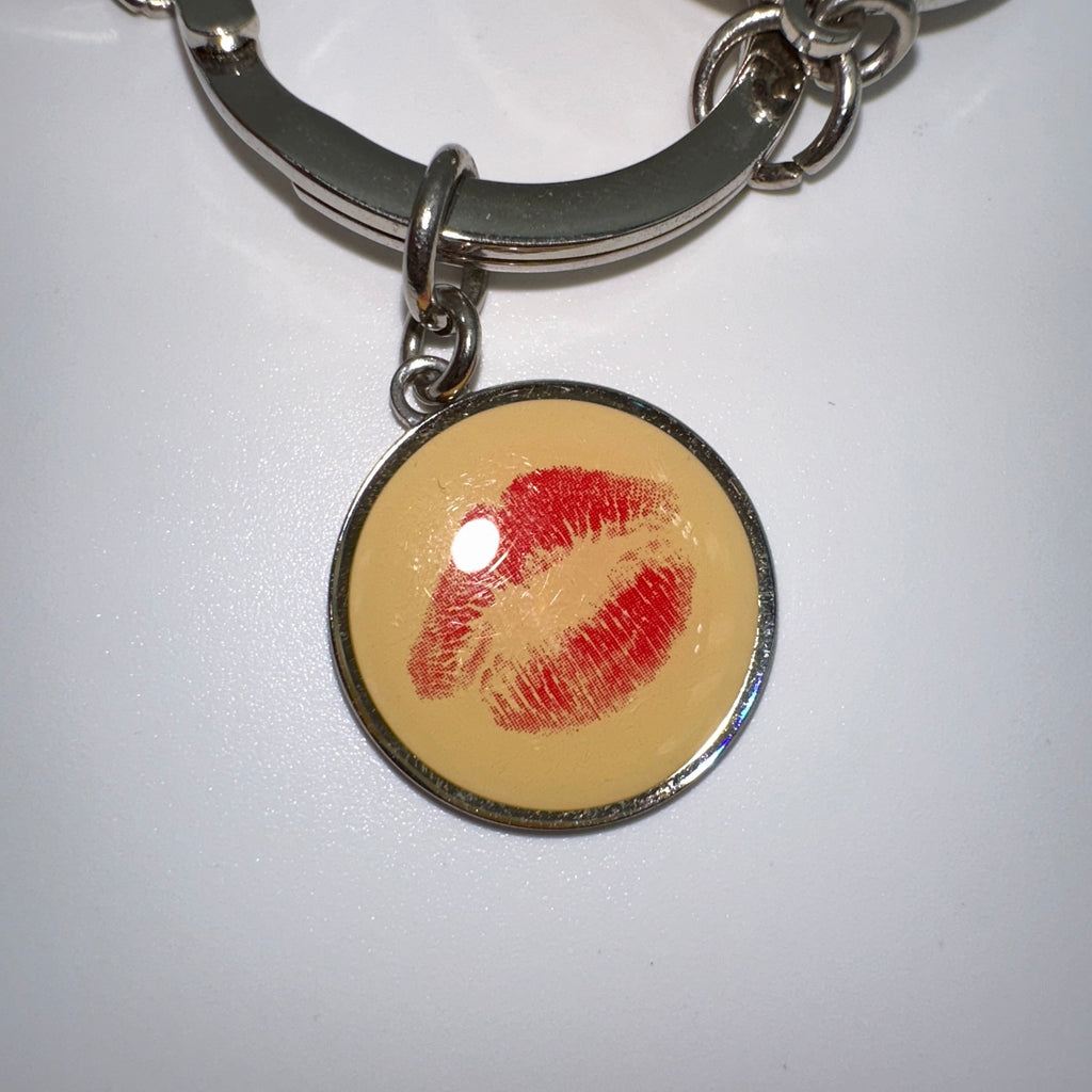 Chanel Silvertone Metal and Resin Rouge Coco Charm Key Chain and Bag Charm