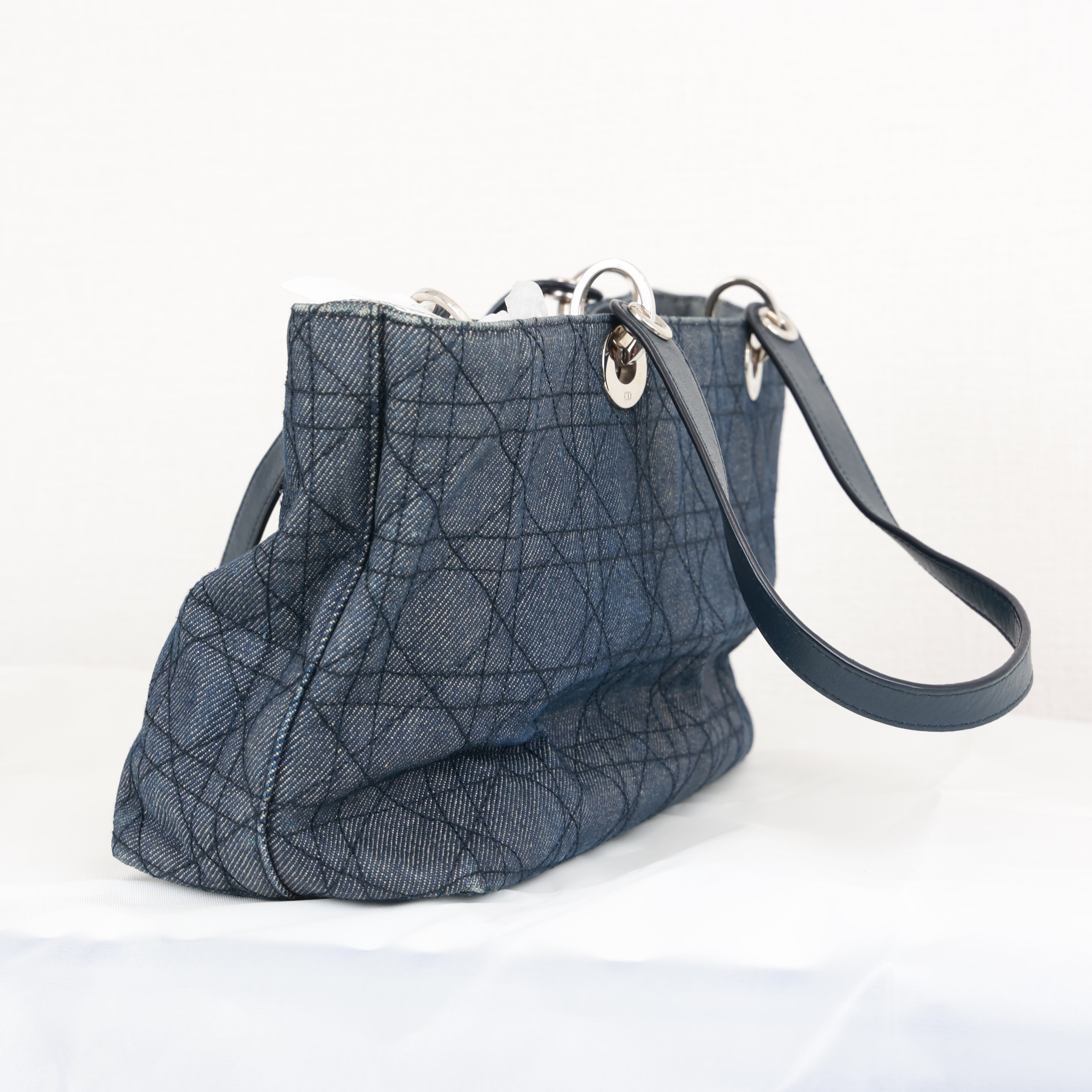 Christian Dior Denim Cannage Tote Bag Shoulder Bag