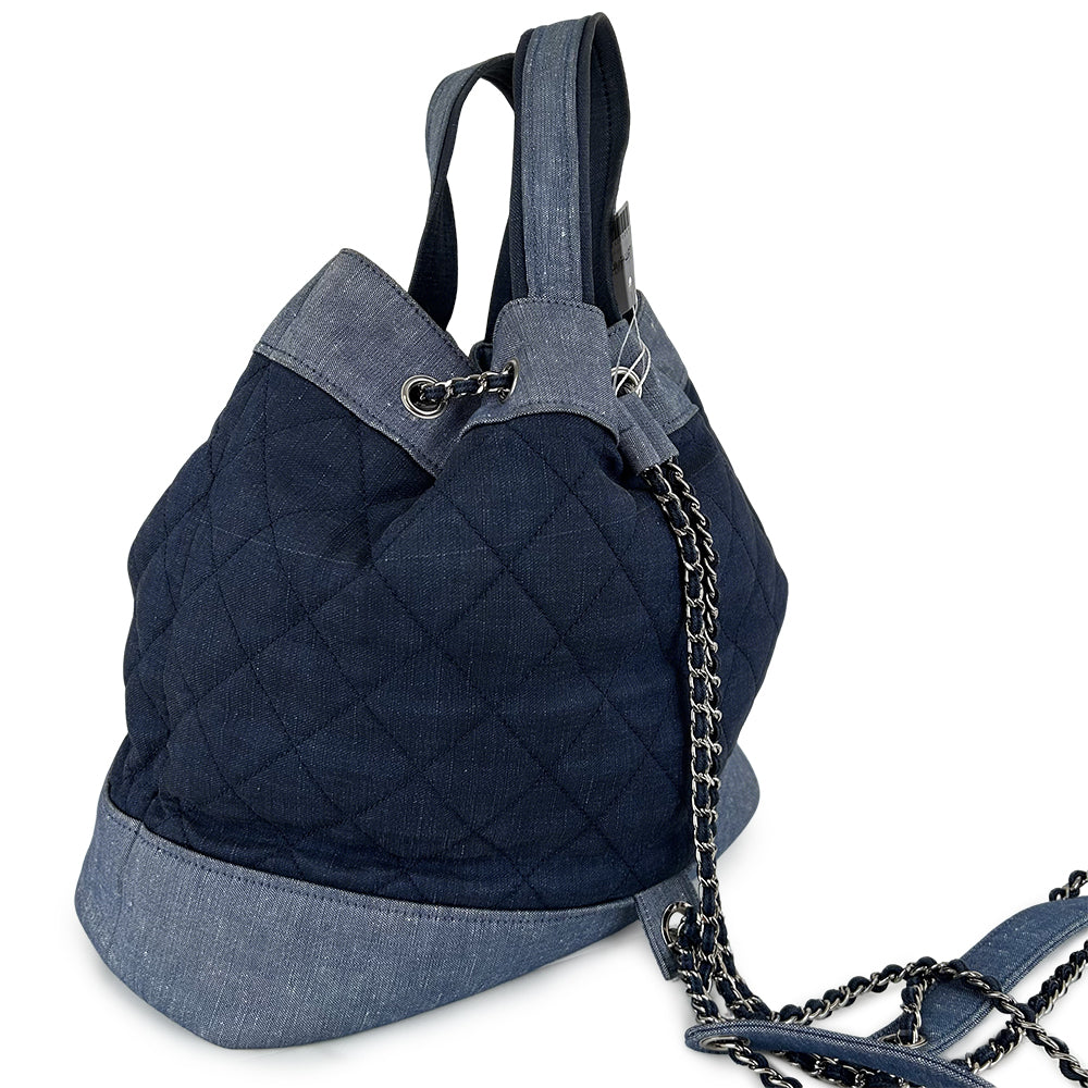 Chanel Blue Quilted Denim Medallion Backpack 2-Way 19 Series