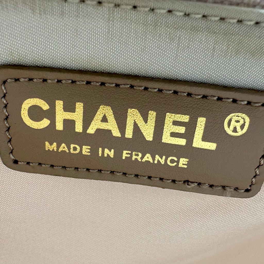 Chanel Beige Nylon CC Logo Travel Line Tote Bag
