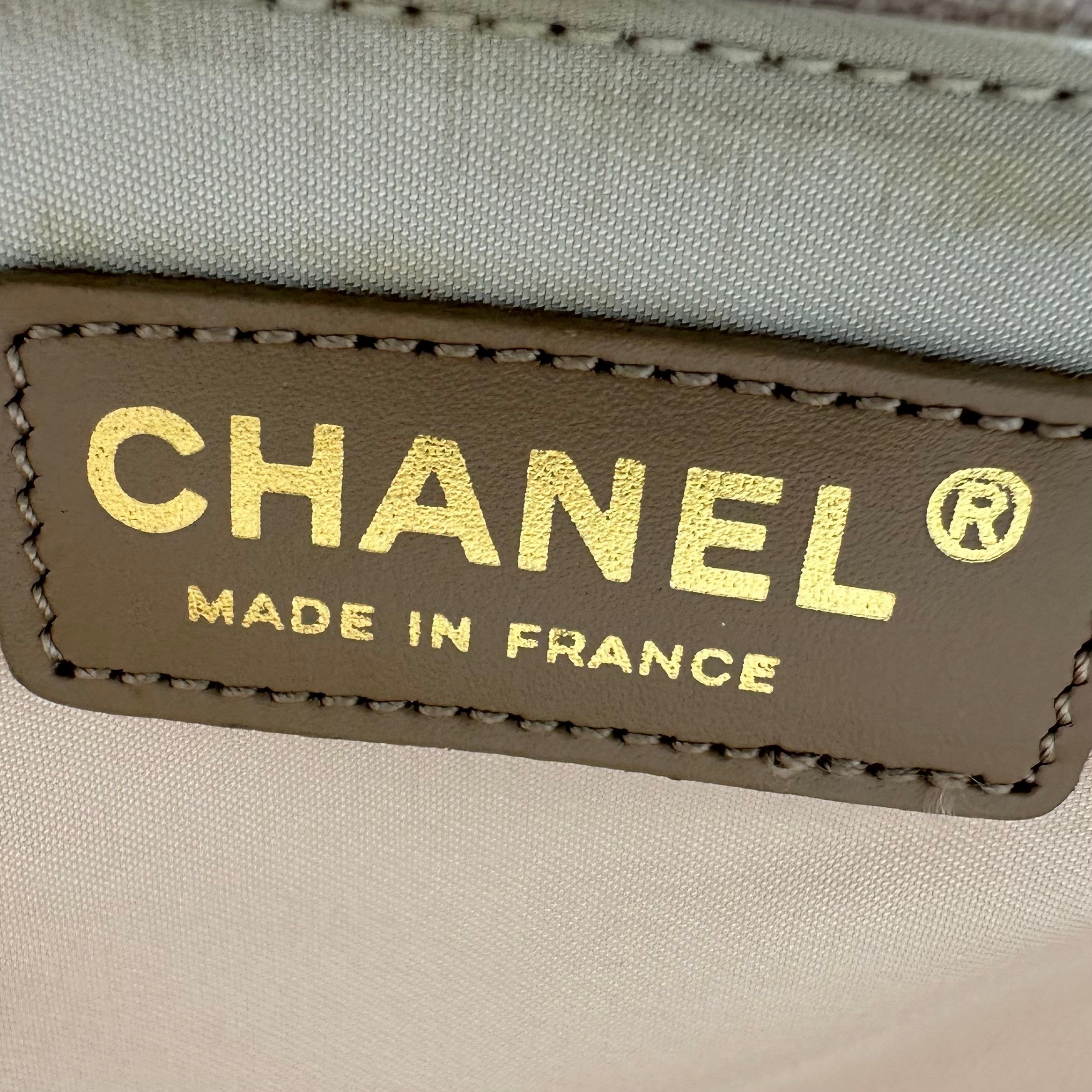 Chanel Beige Nylon CC Logo Travel Line Tote Bag