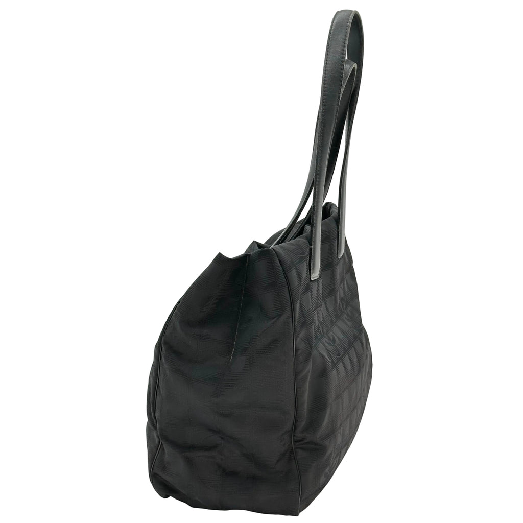 CHANEL Tote Bag leather Nylon canvas Black 6 series