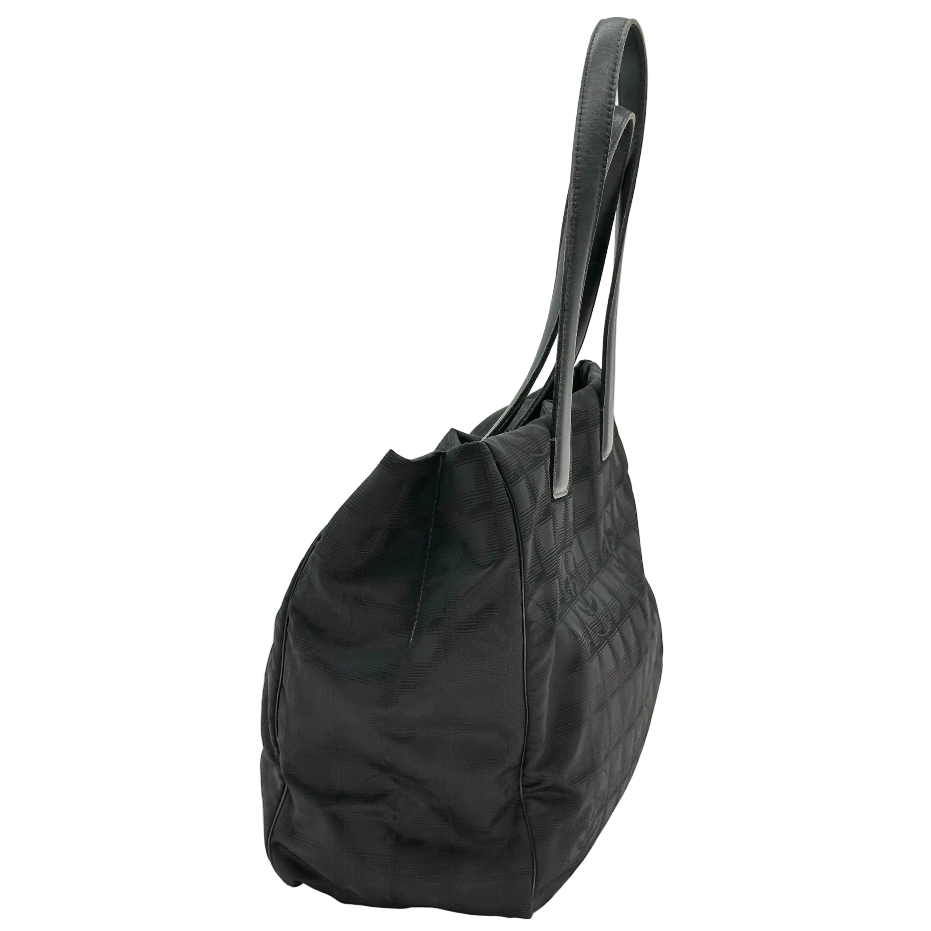 CHANEL Tote Bag leather Nylon canvas Black 6 series