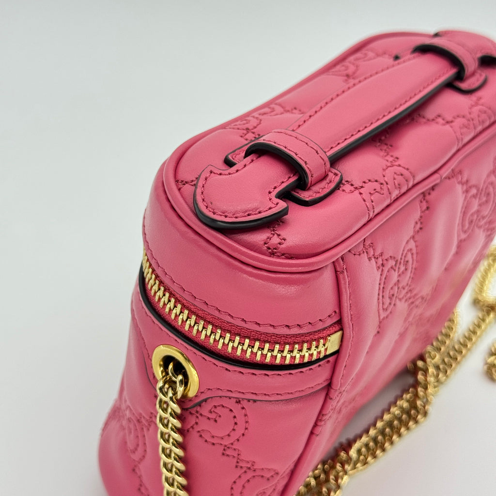 Gucci Pink GG Quilted Leather Matelassè Mini Top Handle Bag