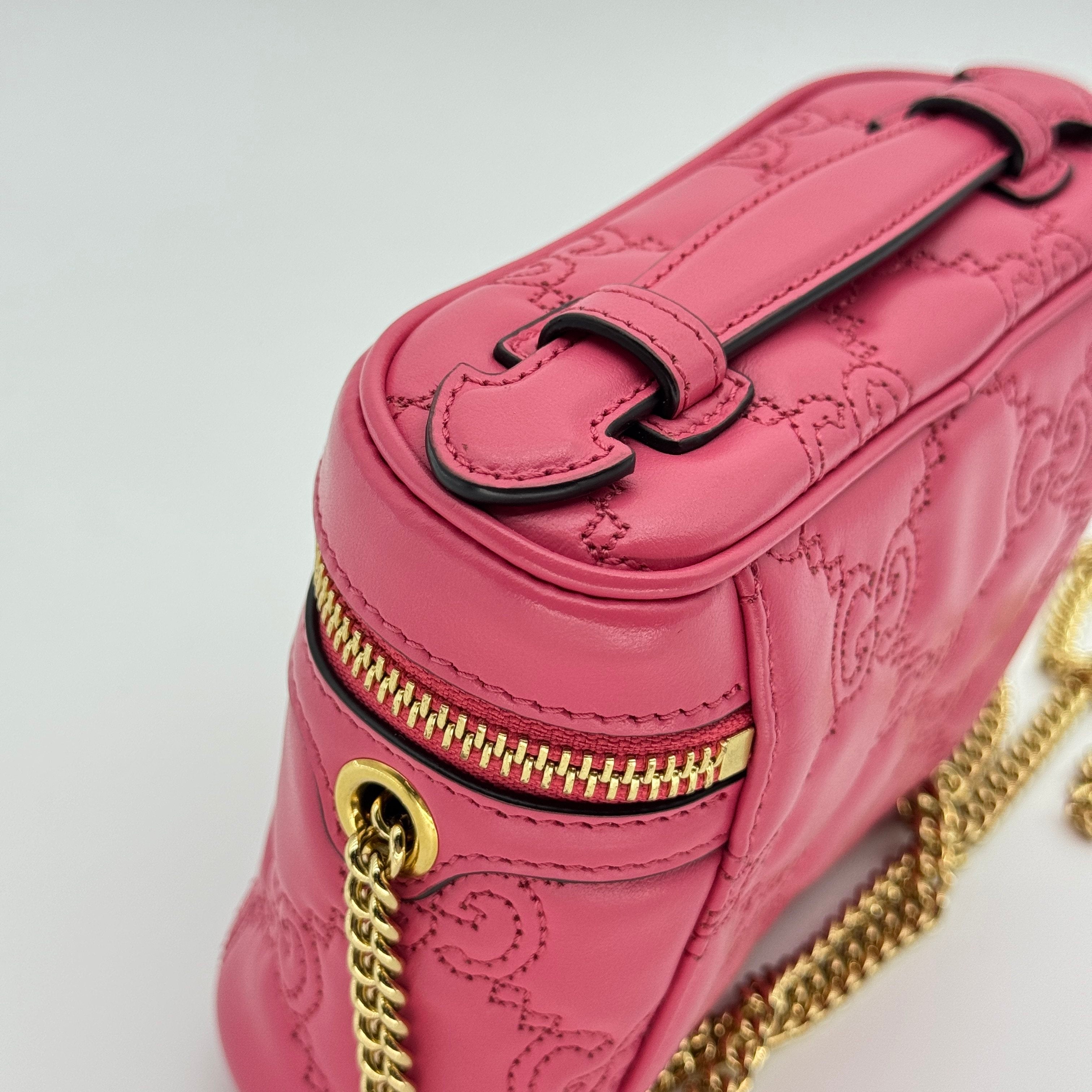 Gucci Pink GG Quilted Leather Matelassè Mini Top Handle Bag