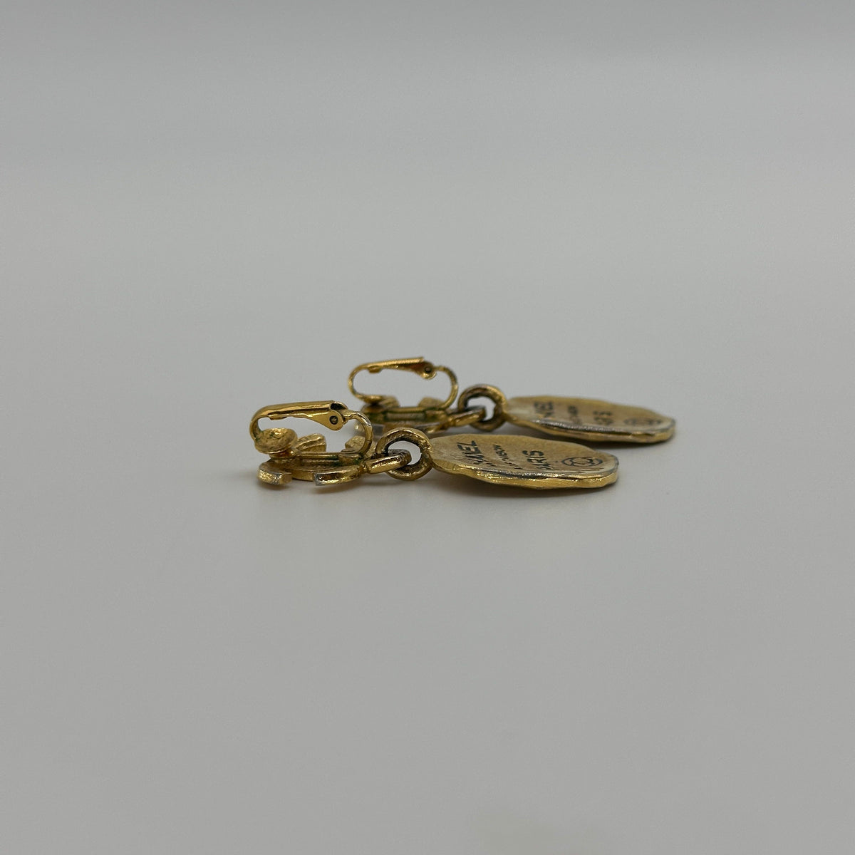 Chanel Coco Mark Cambon Plate Gold-Tone Drop Earrings