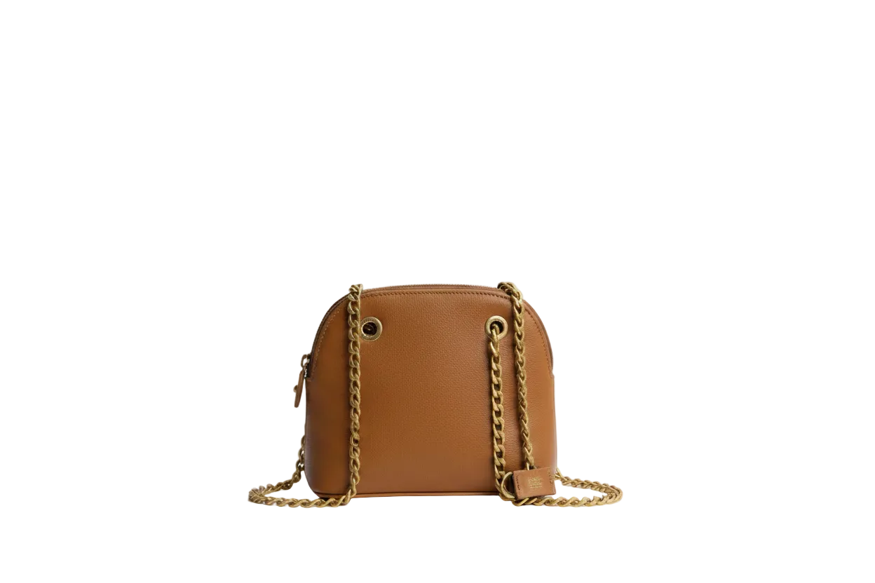 Celine Gold Chain Leather Strap Shell Bag Shoulder Crossbody Bag Vintage