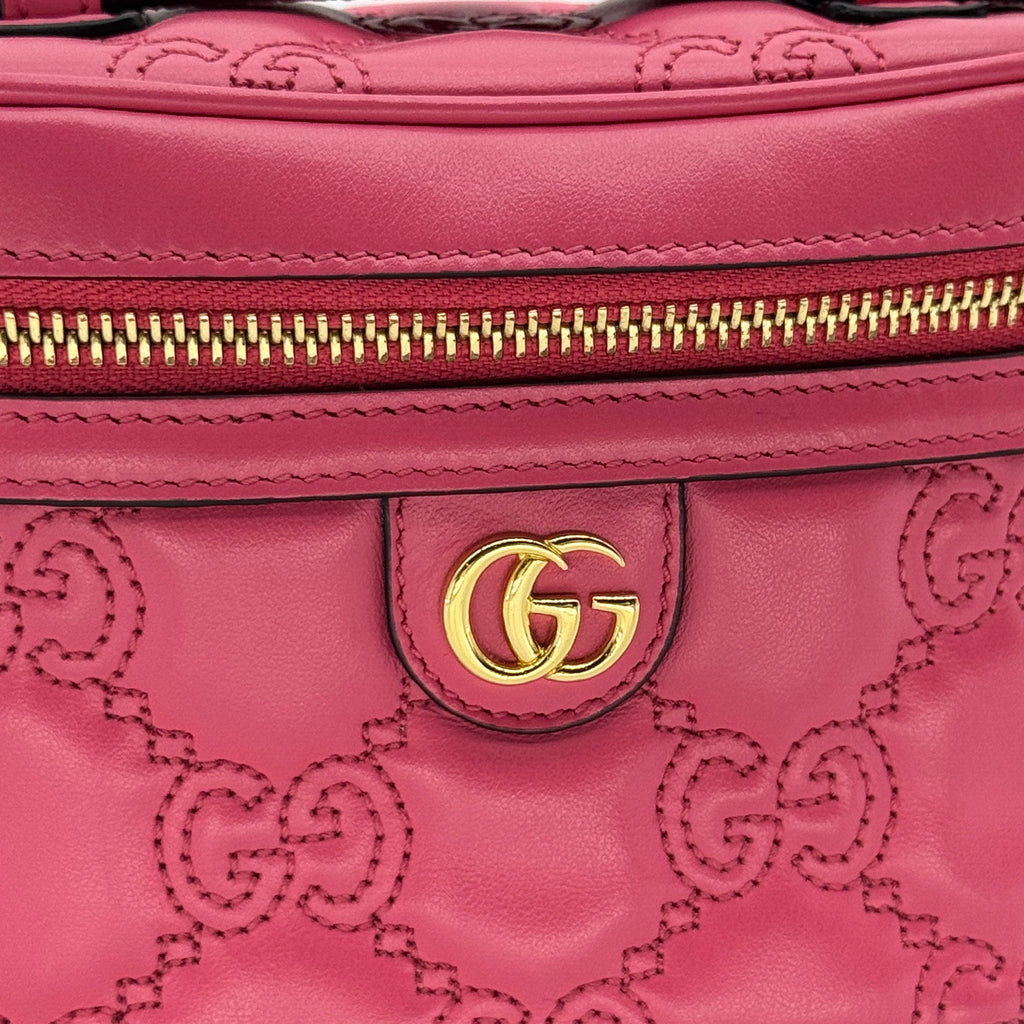 Gucci Pink GG Quilted Leather Matelassè Mini Top Handle Bag